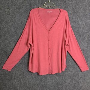 Mudd Ribbed Knit Top Casual Oversized Plus Sz XXL Button Front Soft Rayon Blend